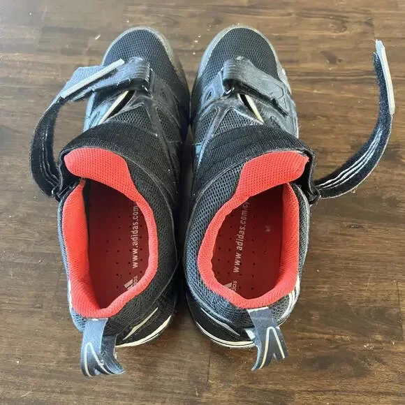 Adidas Mens Black and Red 2 Strap fastenser Cycling Shoes Size 9.5 - Picture 6 of 7